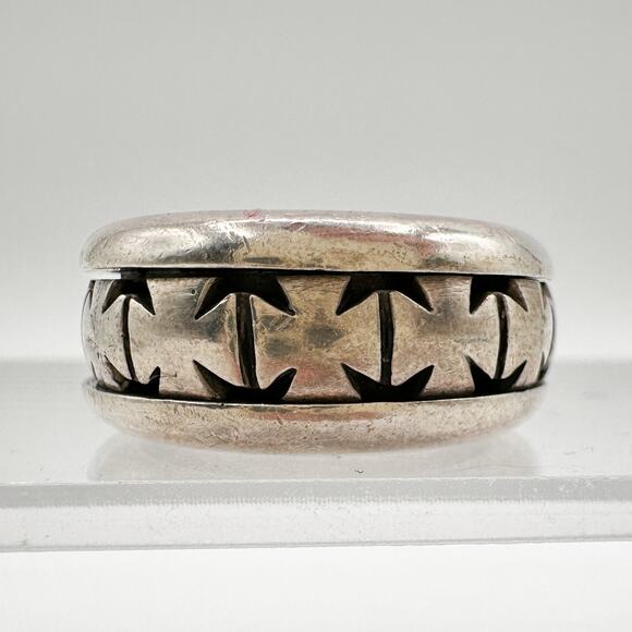 Cadillac Hammer Sterling Silver Ring 90s Grunge Biker Cross Spinner Size 11.75 - Picture 9 of 13